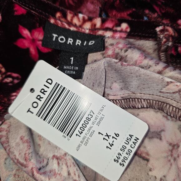 Torrid Womens Dress Size 1 US 1X Brown Floral Velvet Romantic Feminine NWT - Picture 7 of 8
